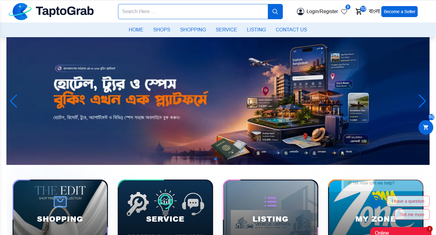 Tap To Grab — web project by software engineer Tushar Imran